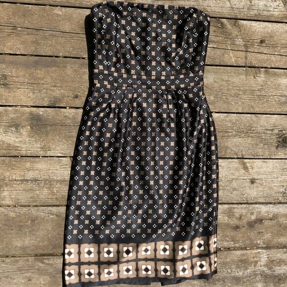 Banana Republic Black Satin Strapless Sun Dress 4 - Picture 2 of 4